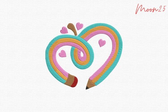 Charming Heart Apple Pencil School Design