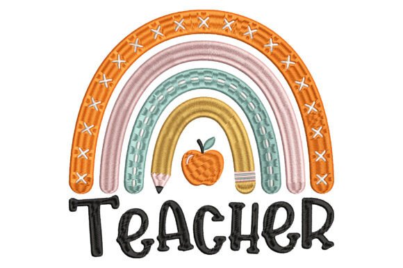 Teacher Rainbow Embroidery for Boutique Apparel